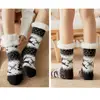Winter Warm Socks Women penguin Plush Soft Female Non Grip Floor Slippers Short Sock Fuzzy Fluffy Deer Elk Bear Christmas Gift 2