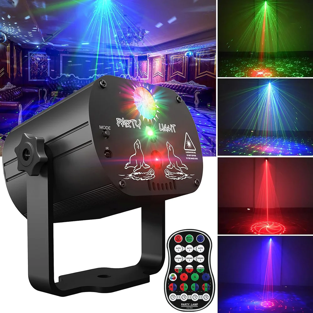 Mini RGB Laser Projector Stage Light DJ Disco LED Lamp UV Sound Strobe Stage Effect Wedding Xmas Holiday Party