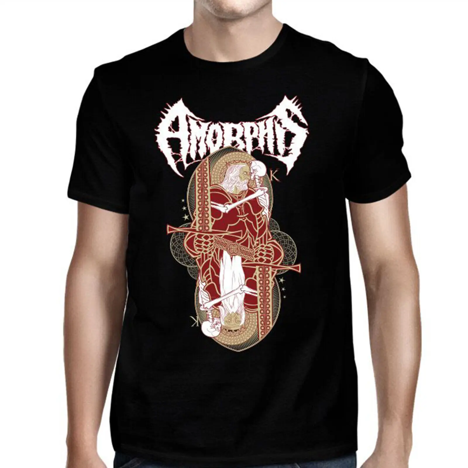 Autentica Maglietta Amorphis Kings Revel Heavy Metal S-3Xl Nuove Maniche Lunghe