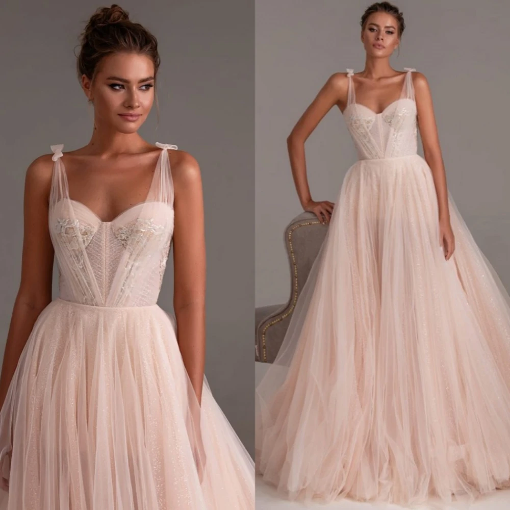 

Simple Prom Dress For Women Sweetheart Neck A Line Tulle Evening Gown Elegant Spaghetti Straps Party Dresses فساتين الحفلات