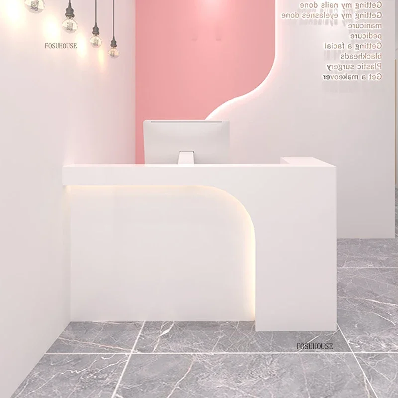 Nordic Company Front Desk Reception Desks Small Cash Register Simple Modern Paint Counter Table Hair Salon Shop Reception Bar D