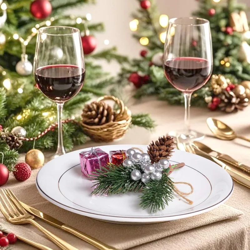 1200/50x Mini Künstliche Stechpalmen Beeren Rot Gold Gefälschte Stechpalme Beerenzweige Weihnachtsbaum Ornamente Neujahr Party Dekore DIY Handwerk – Detail 7