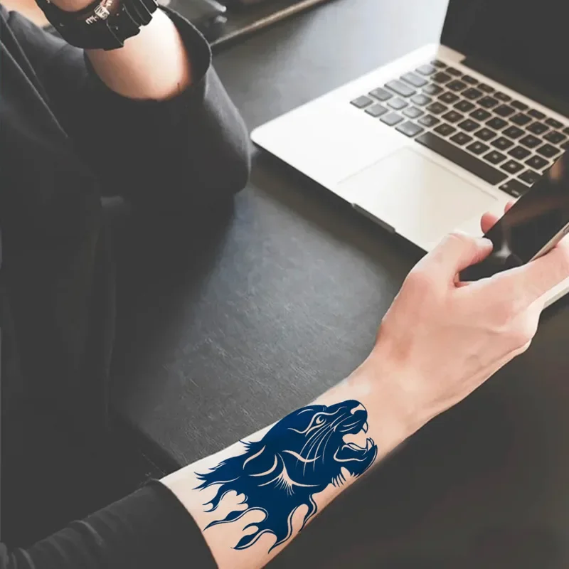

Blue Semi-permanent Waterproof Temporary Tattoo Sticker Rose Flower Hand Back Tatto Art Flash Tatoo Fake Tattoos for Women Men