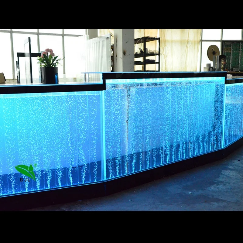 custom,night club furniture led light colour changing and bubble wall water panel acrylic bar counter