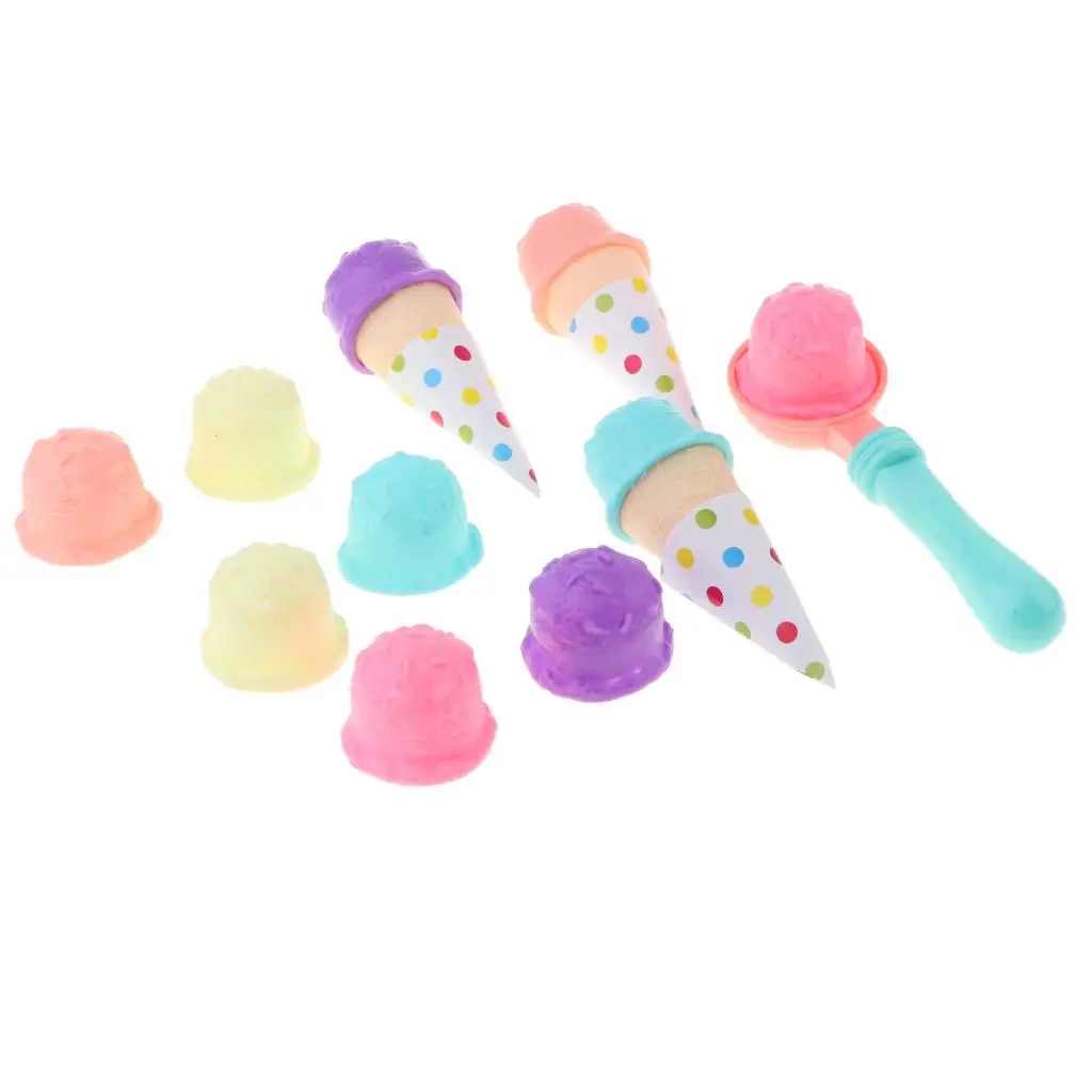1 Set Plastic Colorful Sweet Ice Cream Cakes Play Toys for Children Pretend Play Food 6