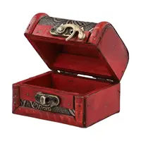 1PC Antique Mini Wood Treasure Chest Storage Box Jewelry Organizer Box Gifts Box Wooden Treasure Chest Jewelry Trinket Box 2