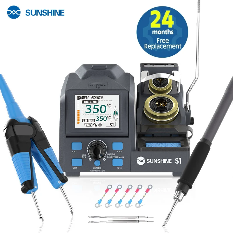 SUNSHINE S1 Precision Tweezers Soldering Iron C210 Station for SMT SMD Micro Component Rework Station with Auto Calibration
