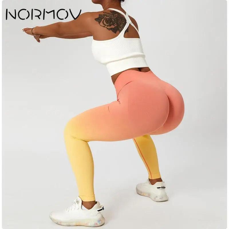 

NORMOV Gradient Tie-Dye Sport Women Leggings Sexy High Waist Gym Workout Push Up Leggins Women Seamless Fitness Trousers