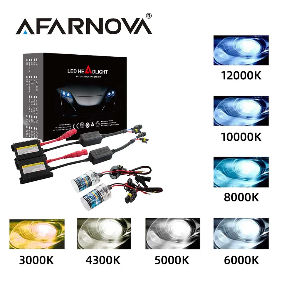 Lecctso Lot de 2 ballasts HID, kit de phares HID 35 W DC 12 V super fin pour voiture au xénon de remplacement pour H1 H3 H4 H7 H8 H9 H11 H13