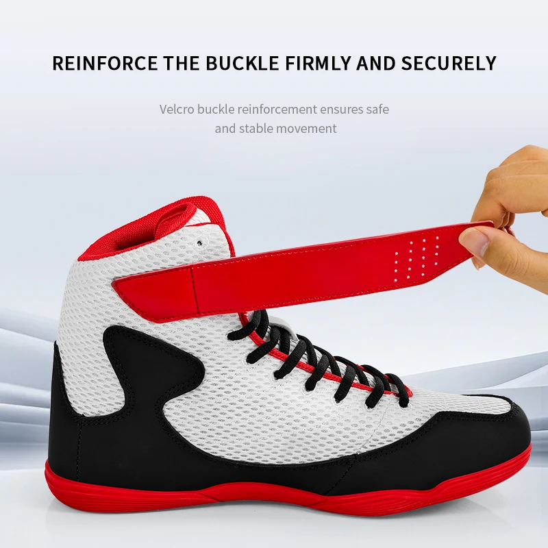 Scarpe da boxe da combattimento Sanda Proteggi la caviglia Scarpe alte Scarpe da wrestling per arti marziali Scarpe sportive antiscivolo per assorbimento degli urti - immagine 4