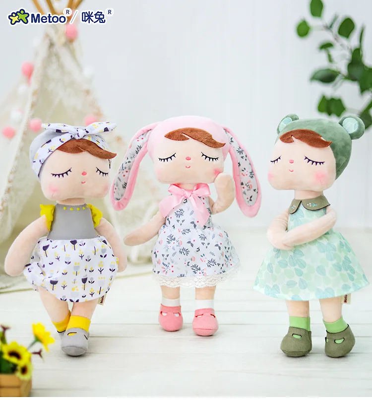 34cm Metoo Angela Dolls Soft Plush Stuffed Toy Closed Eyes Rabbit Doll Comforting Sleep Companion Bed Decor for 0-12 Years Kids