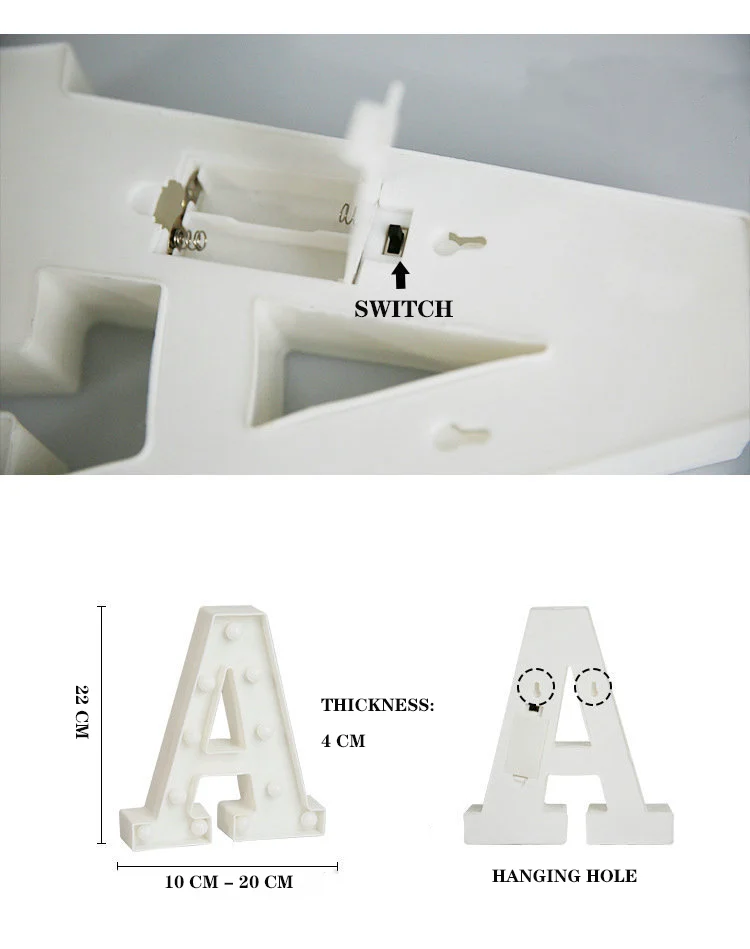 22cm LED warm light letters and numbers using batteries as home decoration light for proposals and birthday parties led letter light led number lamp