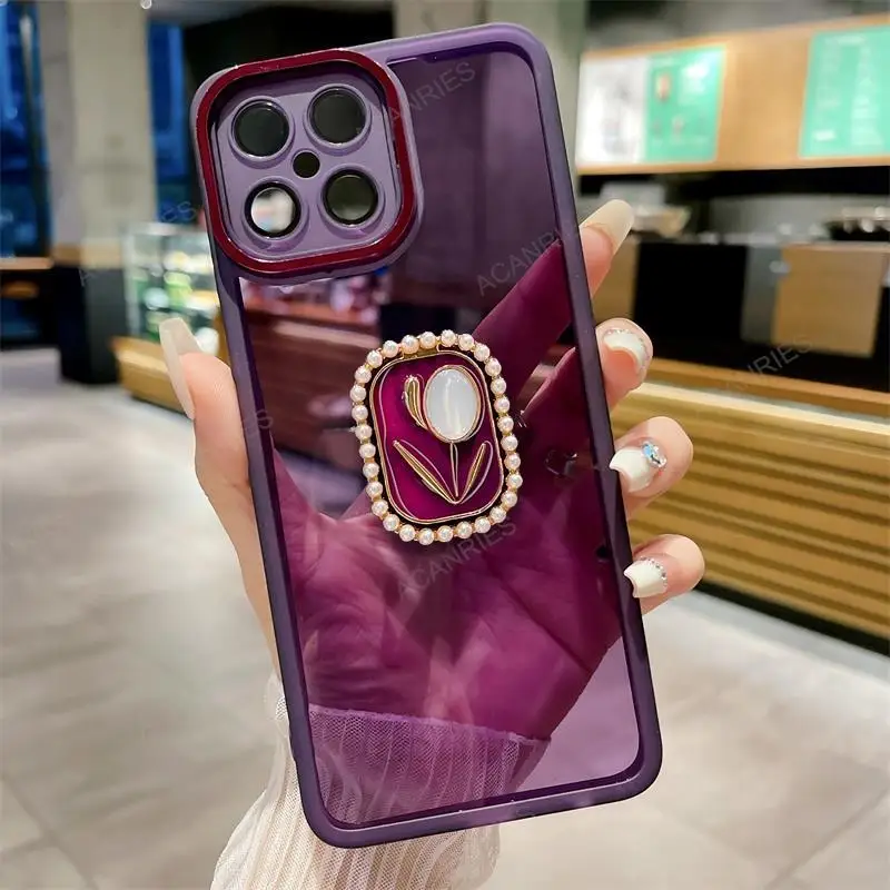Pour Huawei Honor X8 X8a 4G 5G X7 X7a X7b X6 X6a X6s X5 Plus X9a X9b 90 Lite 50 support tulipe coque en silicone transparent X 8_voghion.com