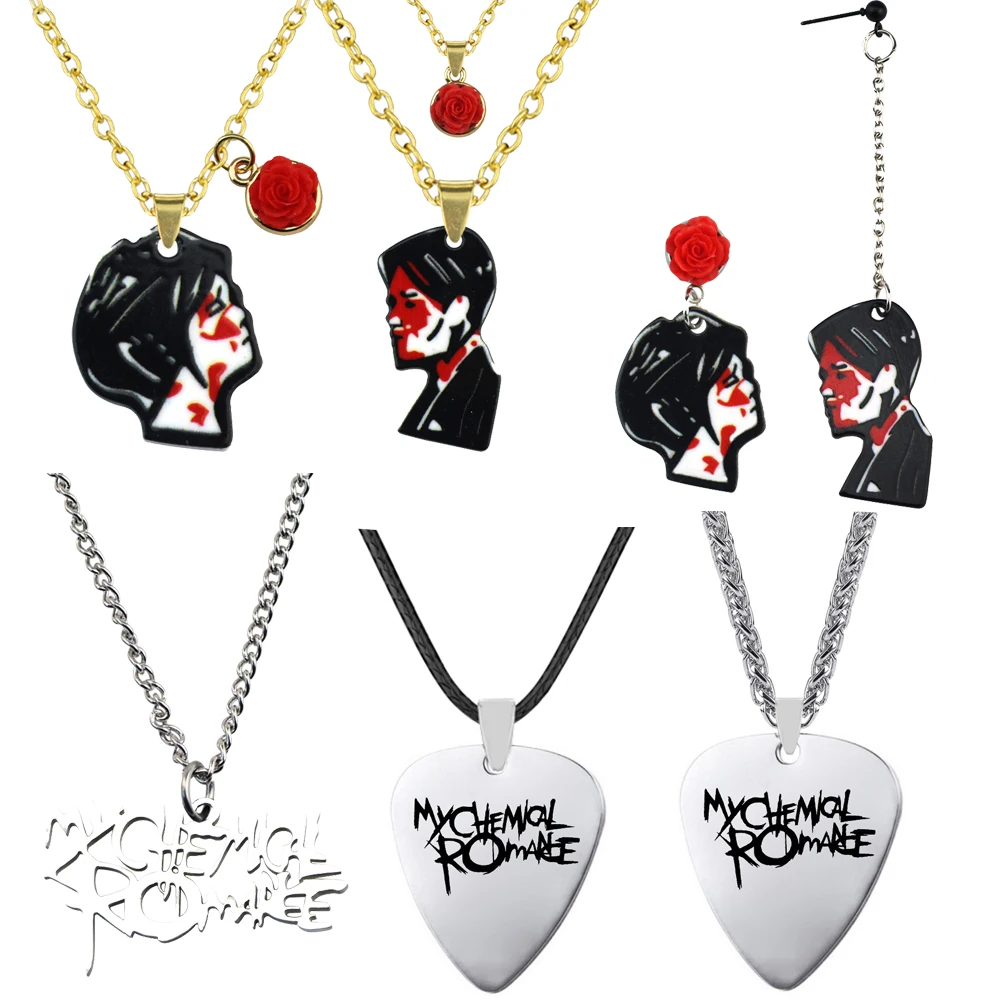 Rock Band My Chemical Romance Halsketten Cosplay MCR Edelstahl Gitarre Pick Anhänger Halskette Cos Zubehör Weihnachtsgeschenke