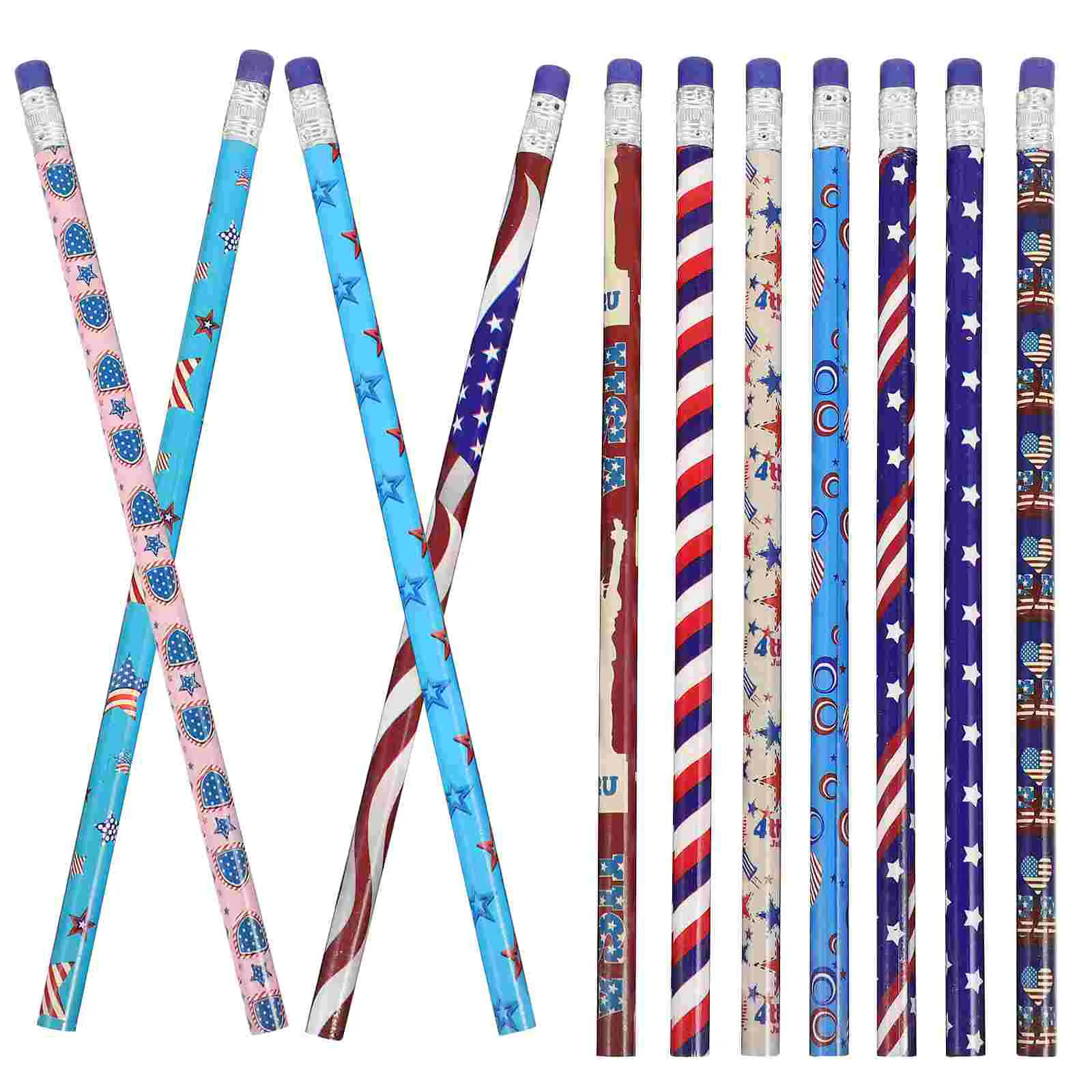 USA Patriotic Pencils American Flag Pencils USA Flag Pencils Patriotic Pencils Erasers Independence Day 4th July Party