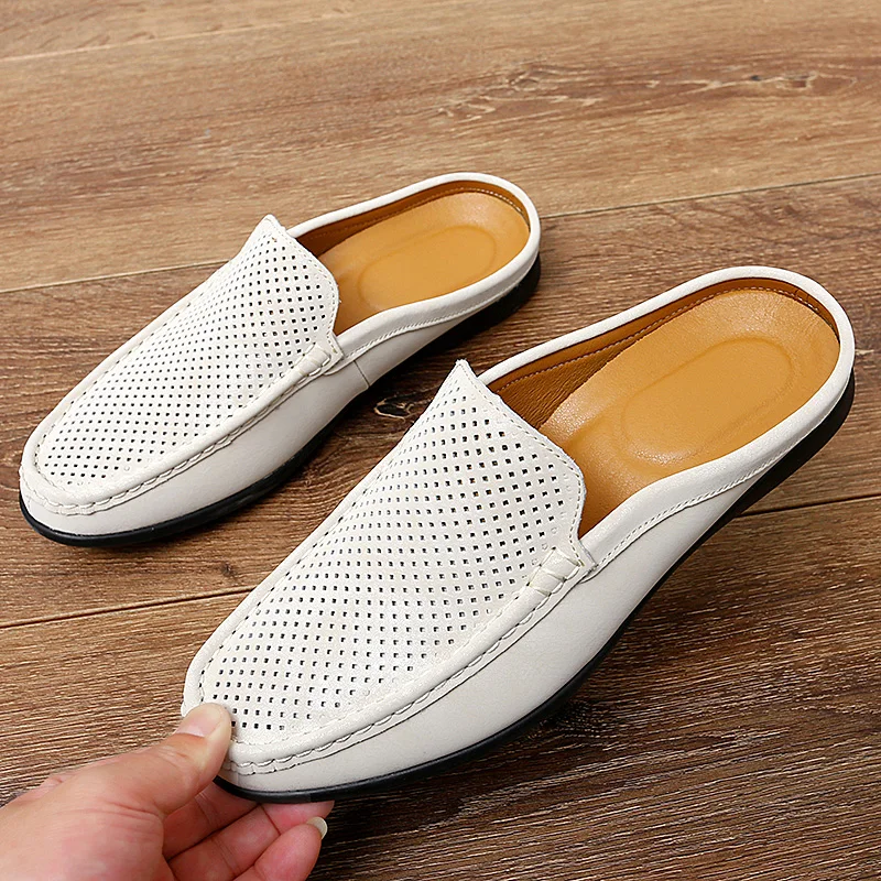 Half Loafers Breathable Moccasins Men's Slip on Casual Shoes Flat