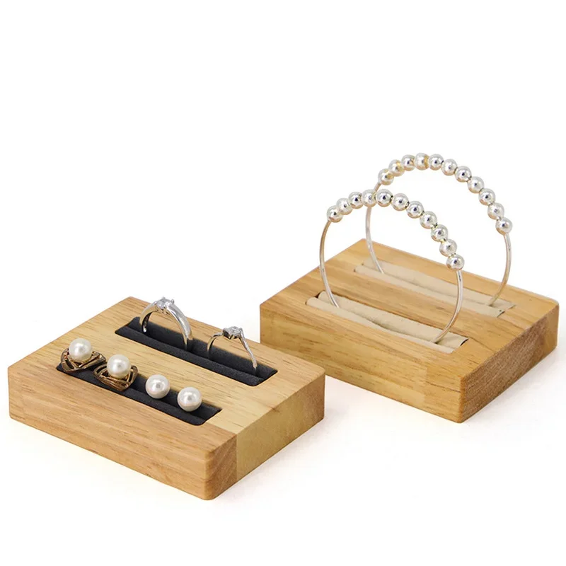 Wooden Jewelry Rings Display Stand Rack Slots Organizer Creative Wedding Ring Display Pad Holder Tools Jewelry Storage Supplies