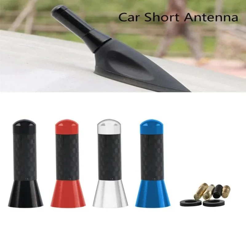 Car Antenna Brand New Carbon Fiber Screw Metal Short Stubby Mast Antenna Car Styling Roof Antenna Enhanced Signal For Benz Car Accessories