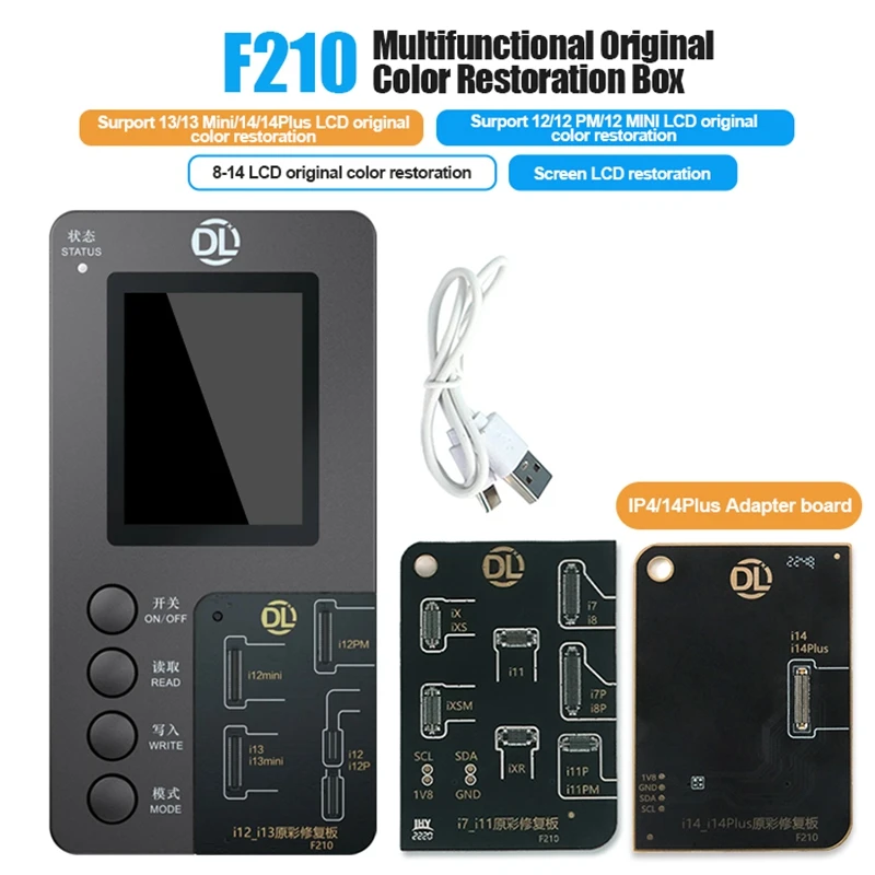 DL F210 iPhone 8 XS 11 12 13 14 용 트루 톤 복구 프로그래머 원본 복사 화면 복원 도구 원본 화면 필요 없음