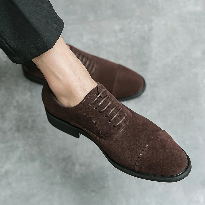Italian Brand Men's Suede Shoes Banquet Dress Shoes Pointed Formal Shoes Formal Occasions Men's Business Shoes Non Slip