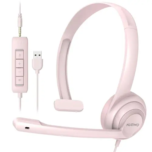 NUBWO USB Noise-Cancelling Comfort On-Ear Wired Office Headset with Mic