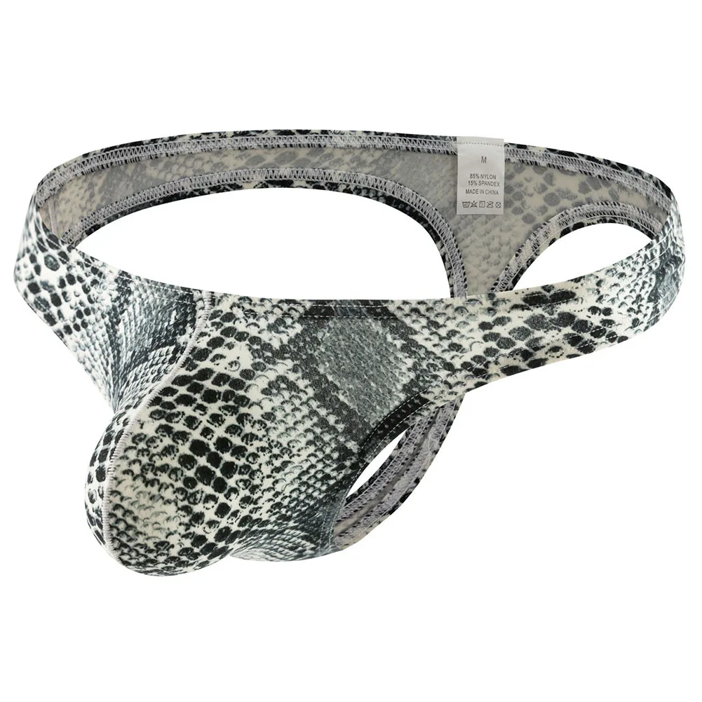 

Low Rise Serpentine Men Sexy Elasticity Slips Briefs Thong Lingerie Printed Underwear Bikini Hombre Lingerie Underpants Panties