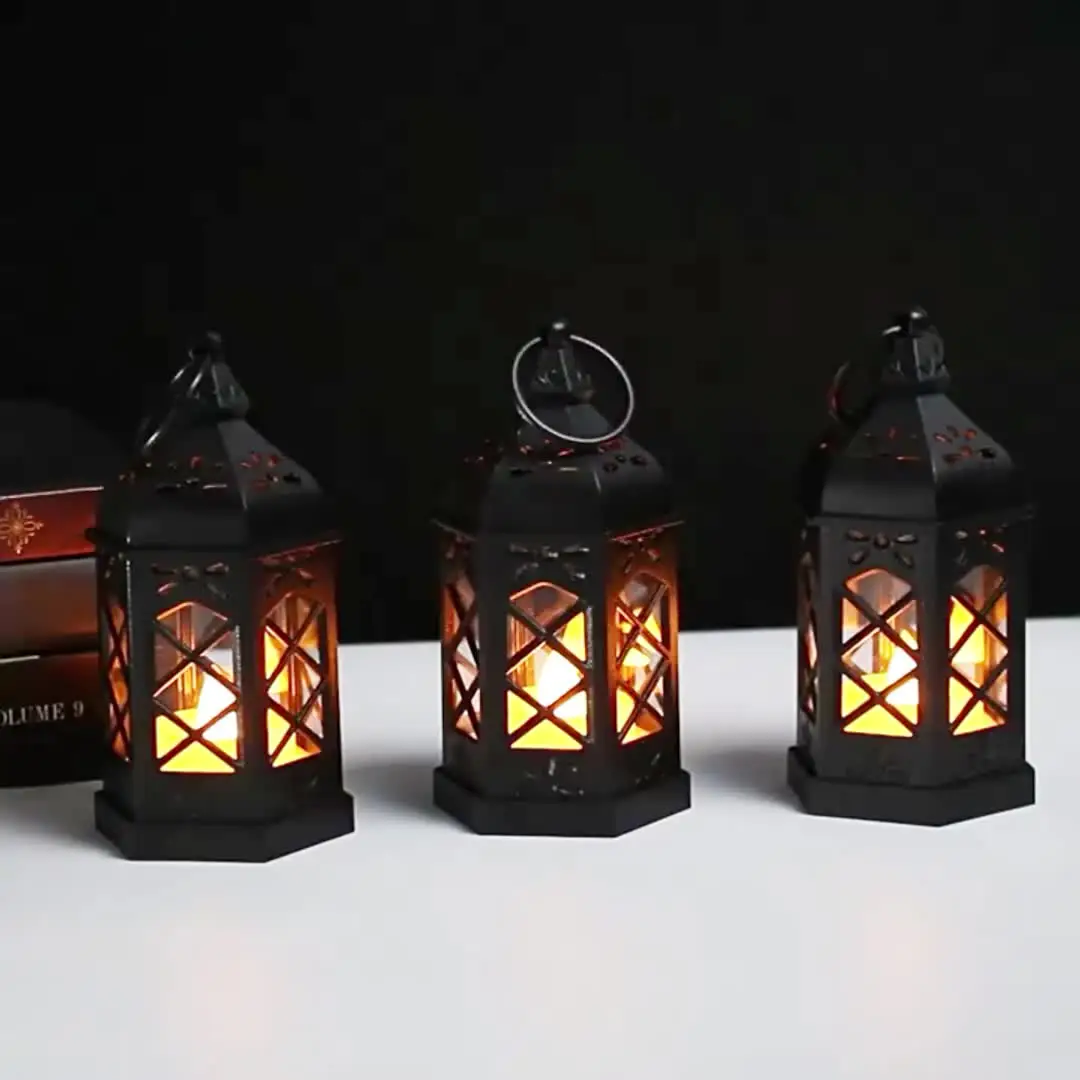Led ضوء شمعة الإلكترونية سداسية ضوء الرياح المحمولة المحمولة فانوس صغير ضوء الليل الصغيرة زخرفة الزخرفية