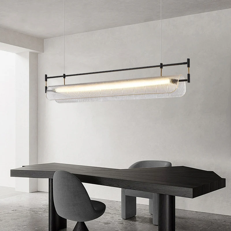 Simple restaurant chandelier modern fashion designer dining table bar design sense long stripe lamps
