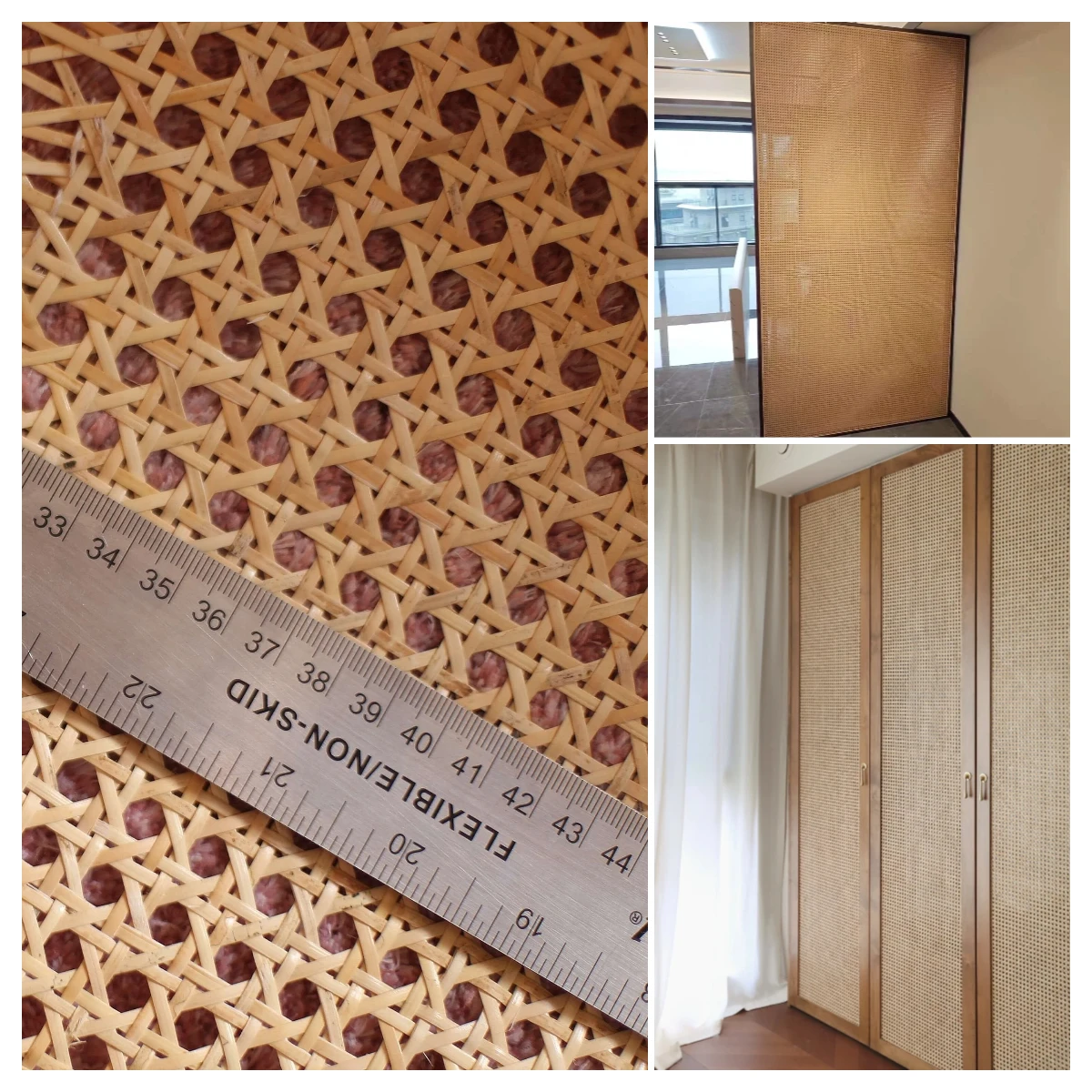 Natürliche Rattanrohr-Gurtbandrolle, 55/60/65/70 cm Breite, große 8–10 m Rattanrolle, Kannenmaterial, Rattanstoff für Projekte – Detail 2