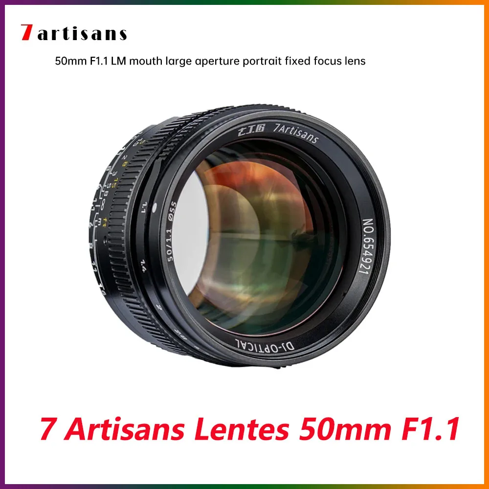 

7 artisans Lentes 50 мм F1.1 Полнокадровый объектив с большой апертурой Paraxial для камеры Leica M Mount M240 M3 M5 M6 M7 M8 M9 M9p M10