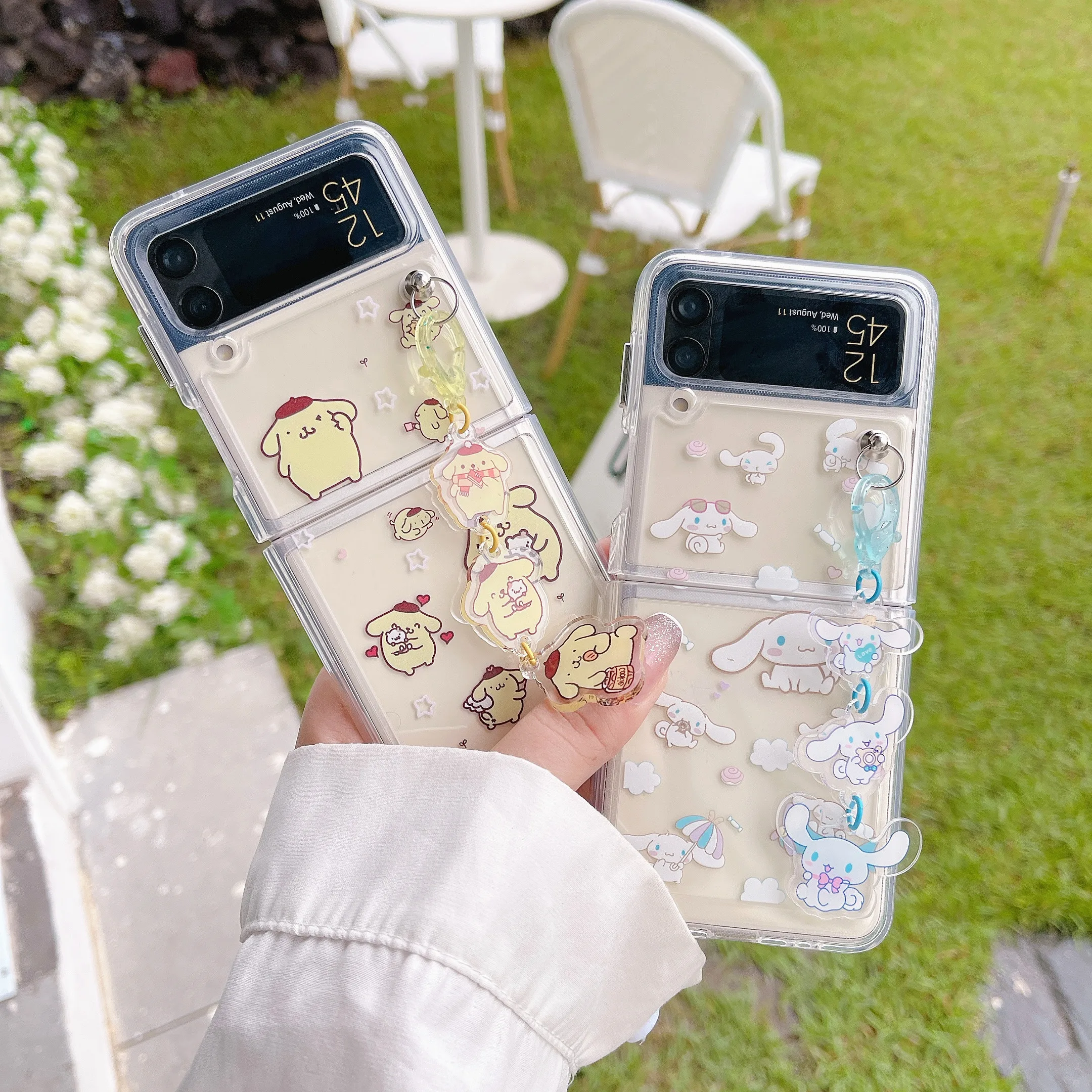 galaxy z flip3 case Sanrio kuromi my melody pom purin cinnamoroll Phone Case For Samsung Z Flip 3 5G ZFlip3 Flip3 f7110 For Galaxy transparent Cover galaxy z flip3 phone case