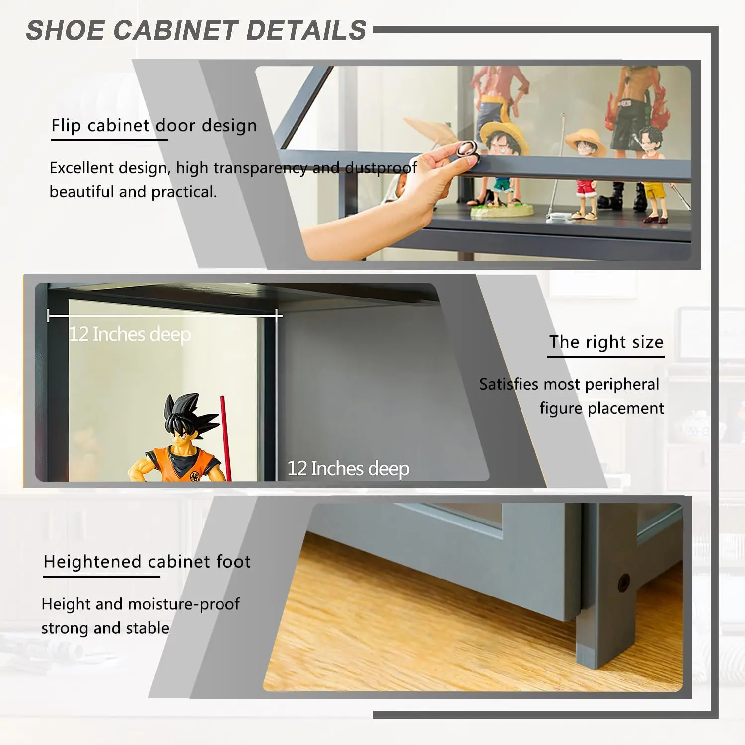 5-Tier Display Cabinet with Acrylic Glass Doors, Display Cases for Collectibles, Toy Organizers Rack & Kids Bookcase