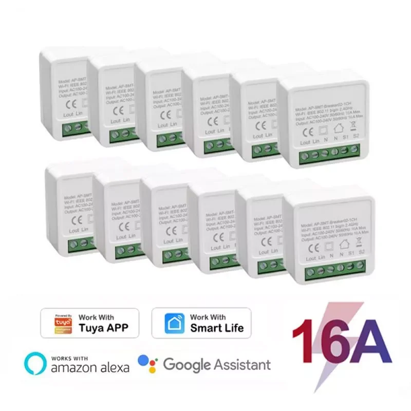 Tuya 16A MINI Wifi Switch DIY 2-way Control Timer Switches Relay Power Monitor Smart Life Work With Alexa Google Home Alice