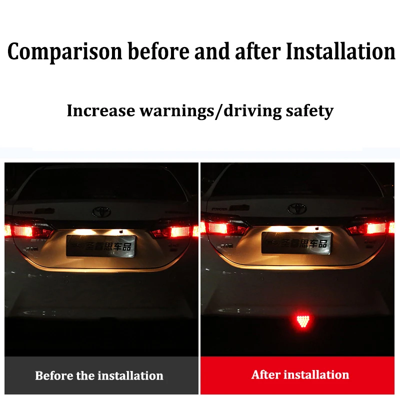 Flash F1 Triangle Style Light Car Pilot Stop Safety Lights Sporty Rear Third Brake Light Auto Tail Warning Brake Signal Lamp 12V
