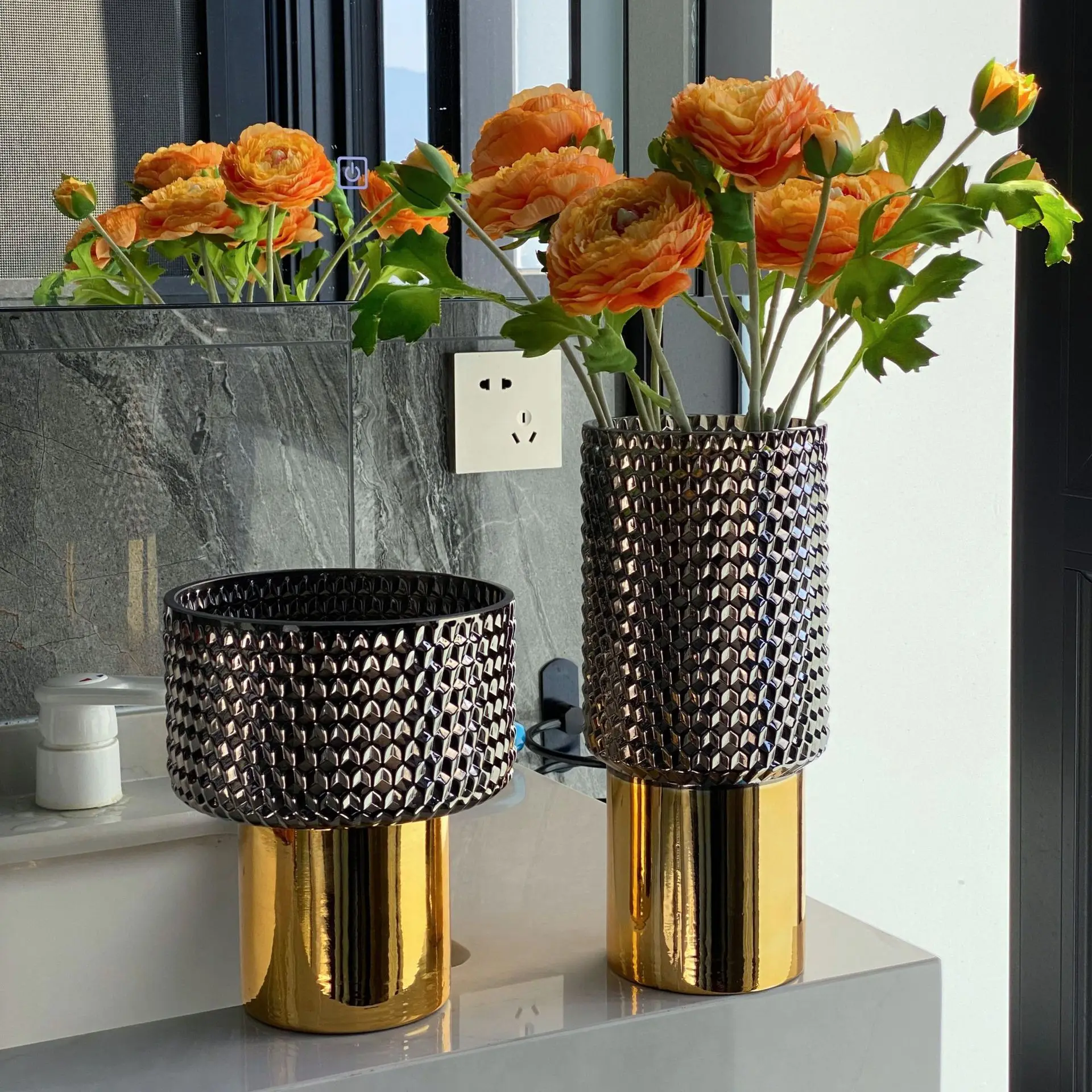 

Light luxury glass vase flower arrangement vase home living room hydroponic plant table decoration crafts
