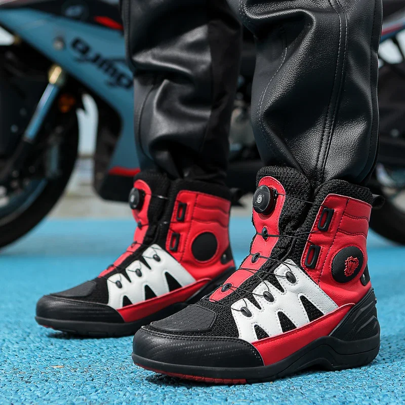 Men Boots Motorcycle Casual Shoes Microfiber Waterproof Anti-slip Outdoors Travel Equipment Sneakers Motorcycle Shoes Riding