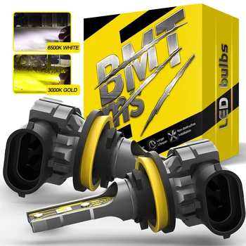 BMTxms LED 안개등 전구 H10 H16 H27 880 881 LED CSP DRL H3 H1 9006 자동차 주행 램프, 흰색 노란색 E2 12000LM, 2 개 Canbus H11 H8
