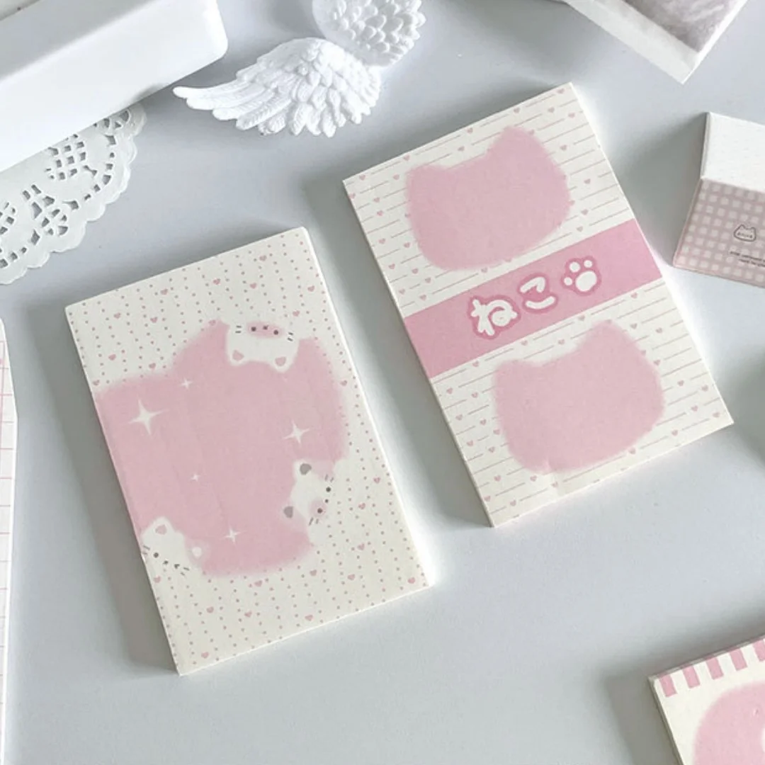 Kawaii Rosa Katzen-Notizblock 50 Blatt Niedliche Pfoten-Klebezettel A7-Format Notizblock für Journaling Studium Büro Schule Schreibwaren – Detail 6