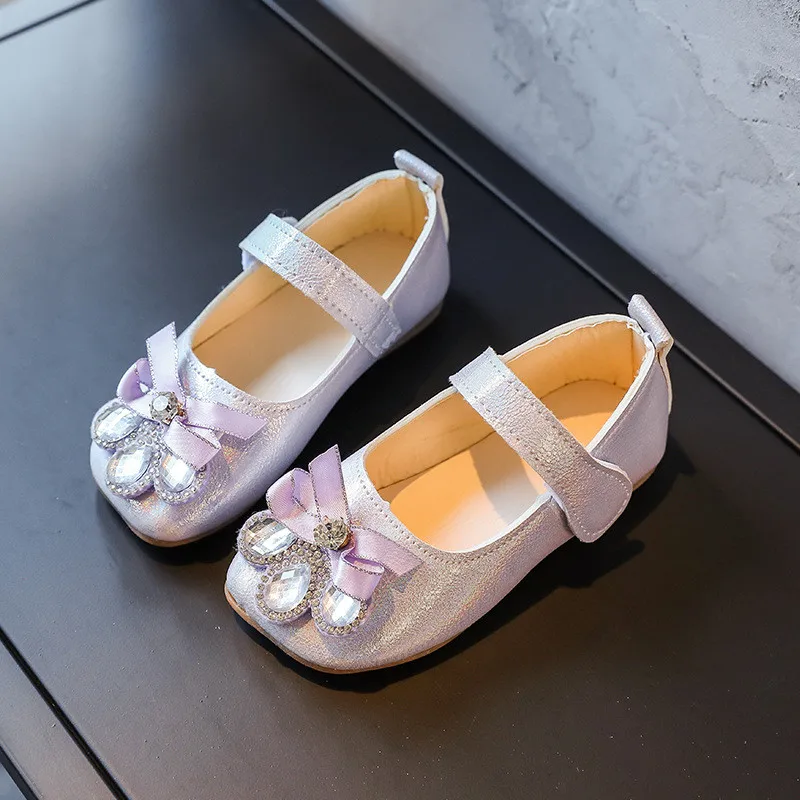 

Children Rhinestone Glass Slipper Pink Silver Little Girls Princess Shoes For Wedding and Party Kids Dance Perform Single Shoes