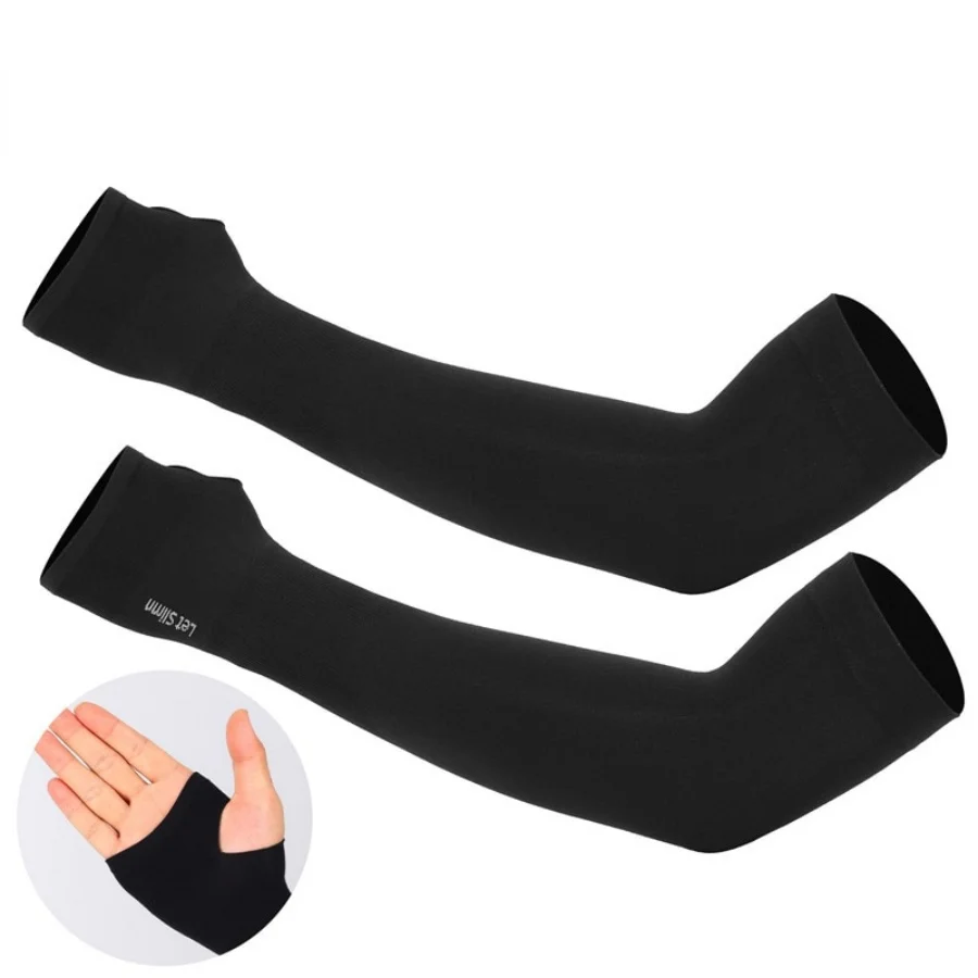 Summer Finger Sleeve Ice Cool Wearing High Elastic Elbow Spring Outdoor Riding Fingerless Fishing Ice Silk Sleeve 1 Pair finger sleeves,elbow protection sleeve