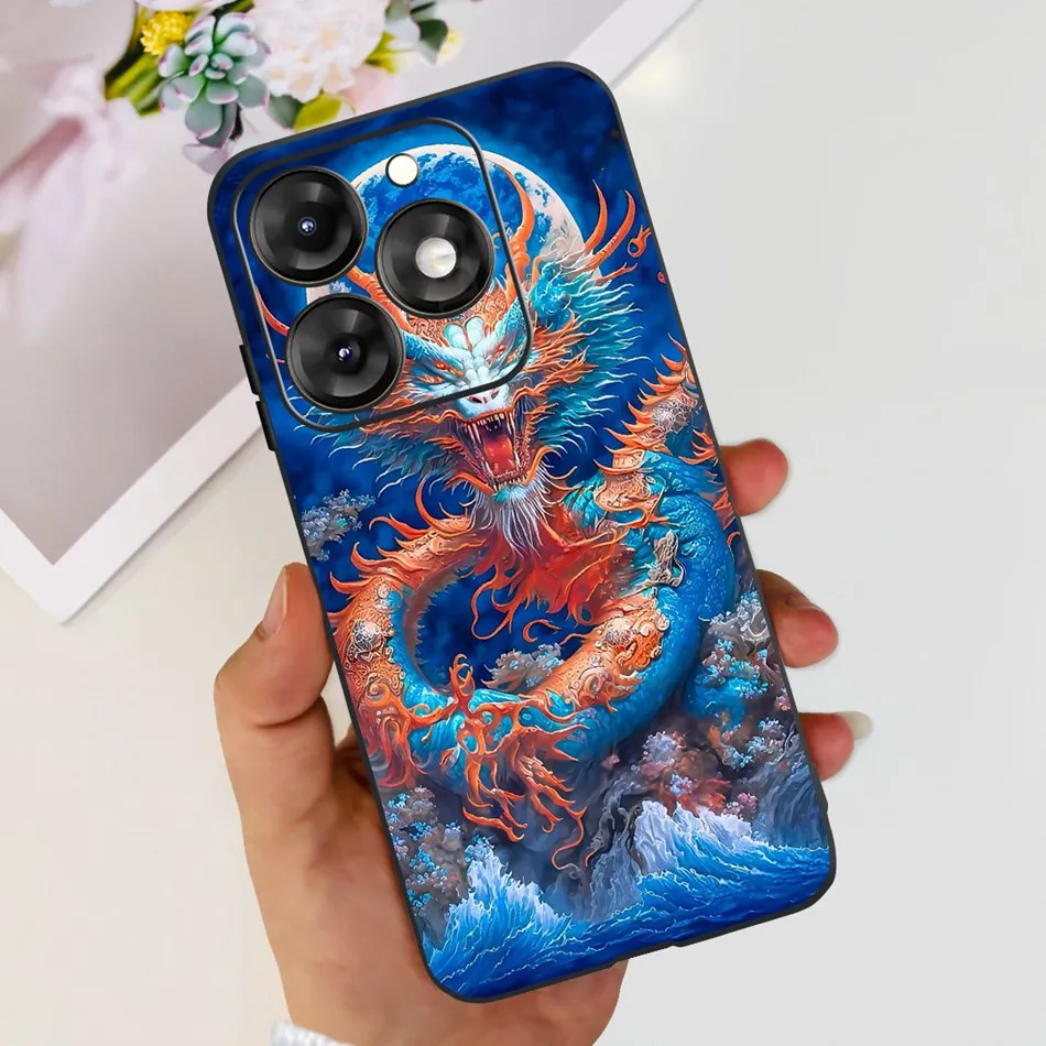 Stylish Black Silicone TPU Phone Case with Fashionable Patterns