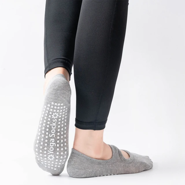 4 Pairs Women's Yoga Socks Non-Slip Backless Ballet Dance Floor Bandage Pilates Gym Workout Slipper Socks for Sport 3