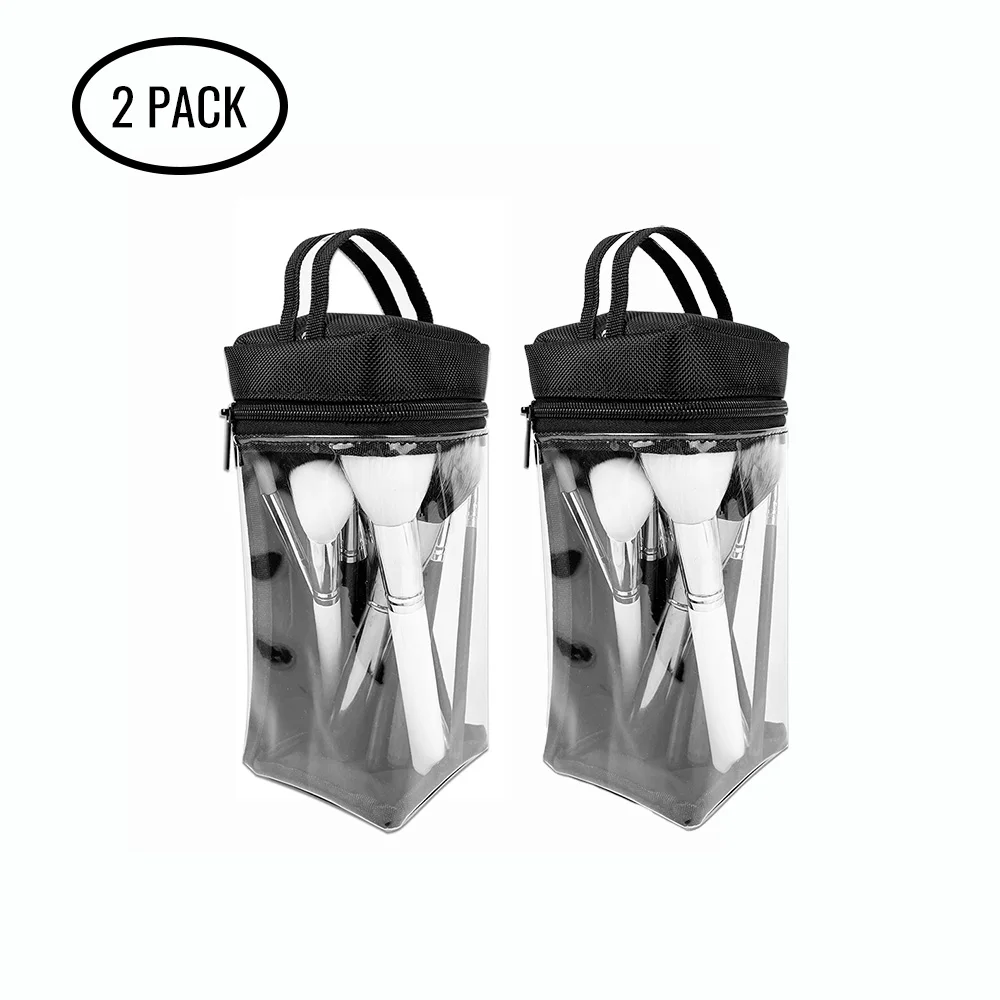 

Clear PVC Brush Organizer Pencil Pod with Zipper Closing
