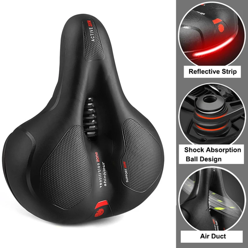bicycle saddle Hollow Breathable Bicycle Saddle Men Women MTB Road Bike With Taillight Shock Absorbing Comfortable Big Butt Bike Accessories