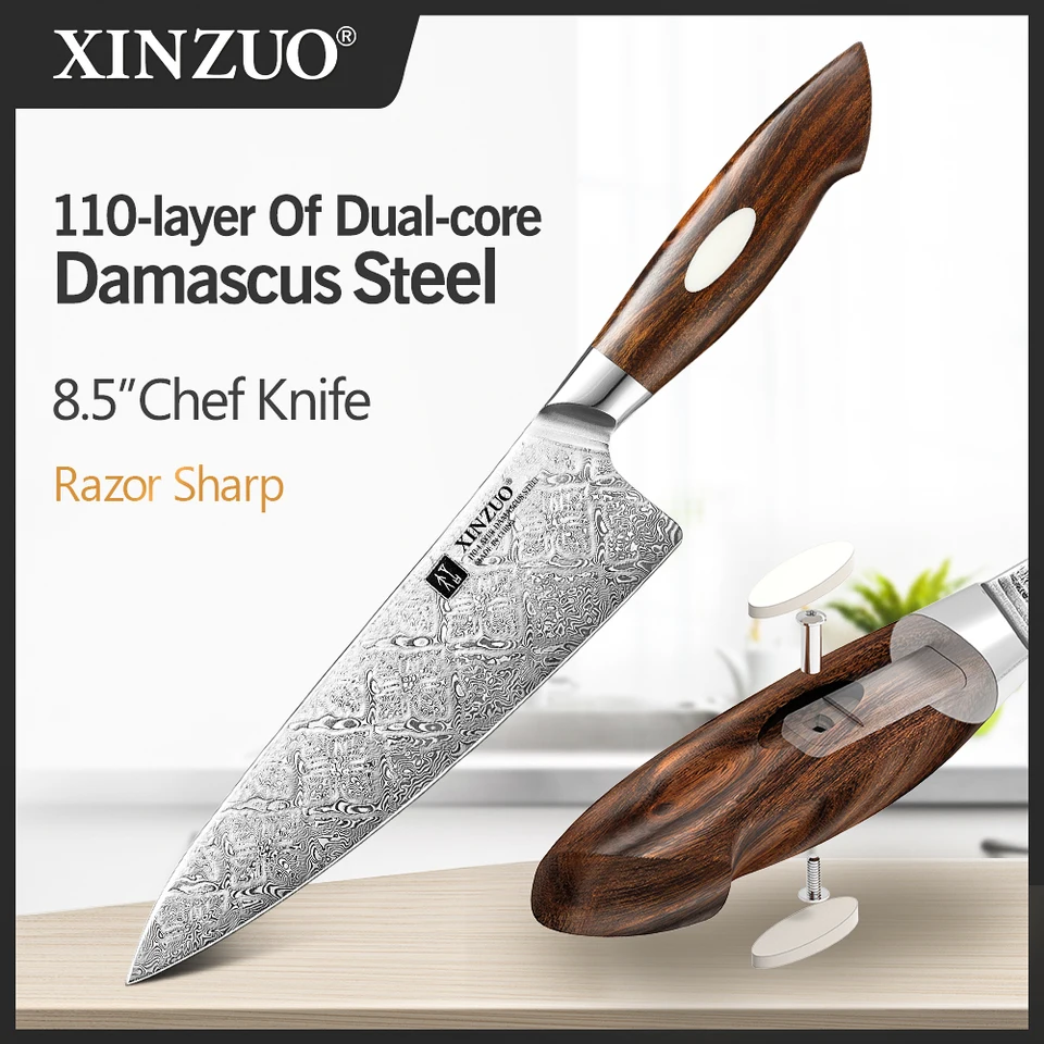  XINZUO 8.5 inch Chef Knife Damascus Steel Hand Forged