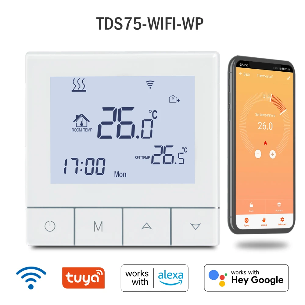 Beok Thermostat Connecté Wifi Thermostat d'Ambiance Intelligent Pour  Chauffage au Sol Électrique Thermostats Programmable Sans Fil avec Capteur  Externe Compatible Alexa Google 16A TDR89W-WIFI-EP Blanc : :  Bricolage