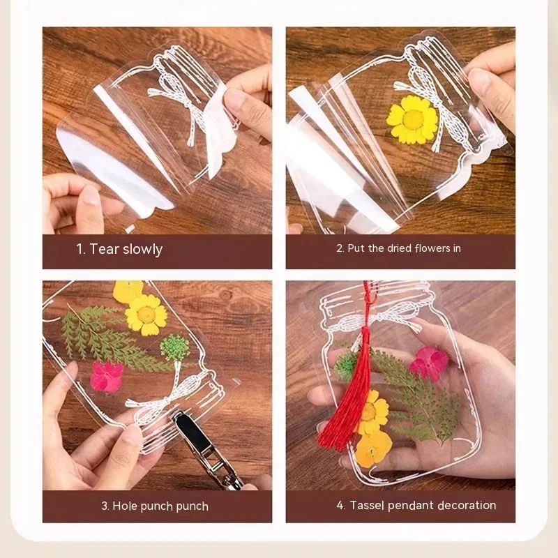 Diy Transparent Dried Flower Bookmarks Students Handmade Stationery 20-100pcs