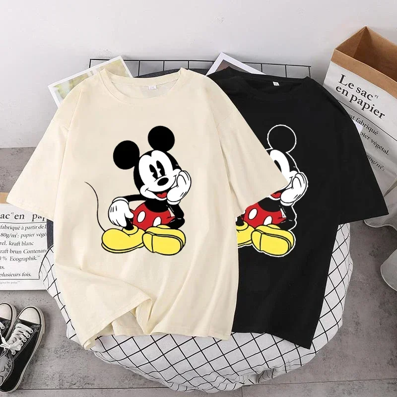 Camiseta con estampado de Mickey y Anime para mujer, camisa de manga corta, estilo Kawaii Harajuku, Y2k