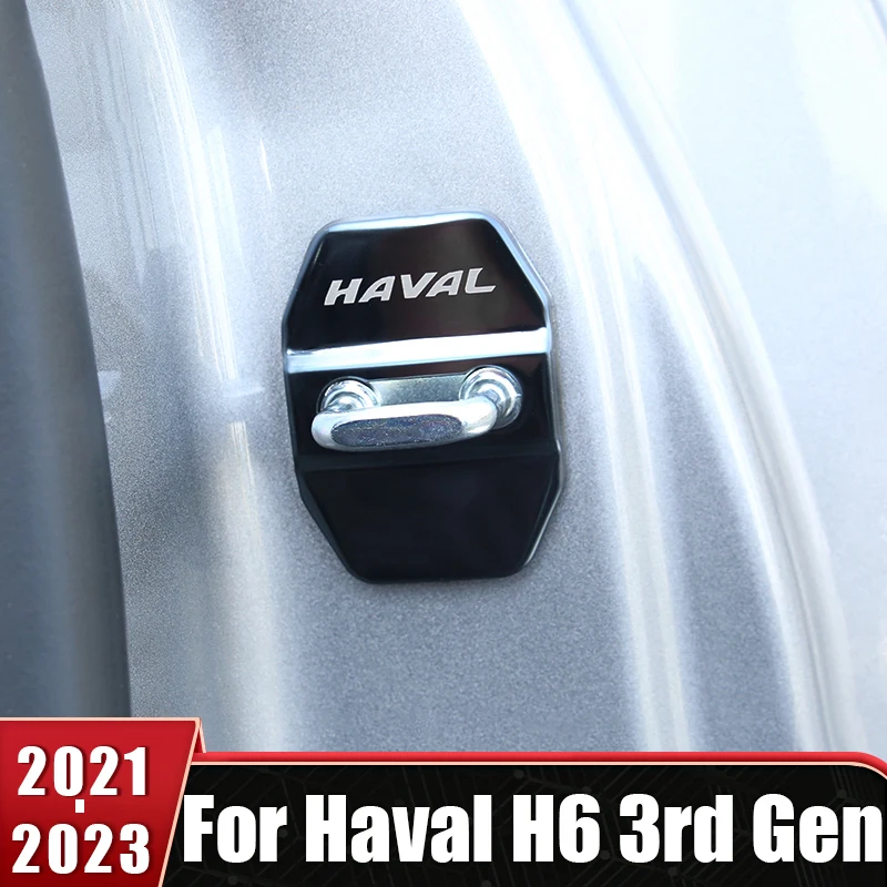 4Pcs Door Lock cover Protect Sticker Emblems for Haval H6 3rd Gen GT DHT-PHEV Stainless Steel