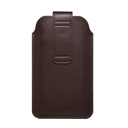 Elegant Universal PU Leather Belt Clip Phone Pouch Case for 17 x10CM (Brown)